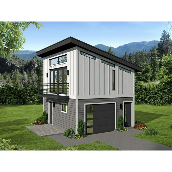 763-28: Modern Contemporary 0 Bed, 1 Bath Luxury Home Plan, 430 Sq Ft: Full Blueprints with License to Build by Home Plan Marketplace - Lesuto