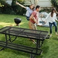 thumbnail image 2 of Rectangular Outdoor Picnic Table in Black, 6 ft. | For Park and Campground Use | Robust Carbon Steel Build | Mess - free Cleaning Solution, 2 of 4