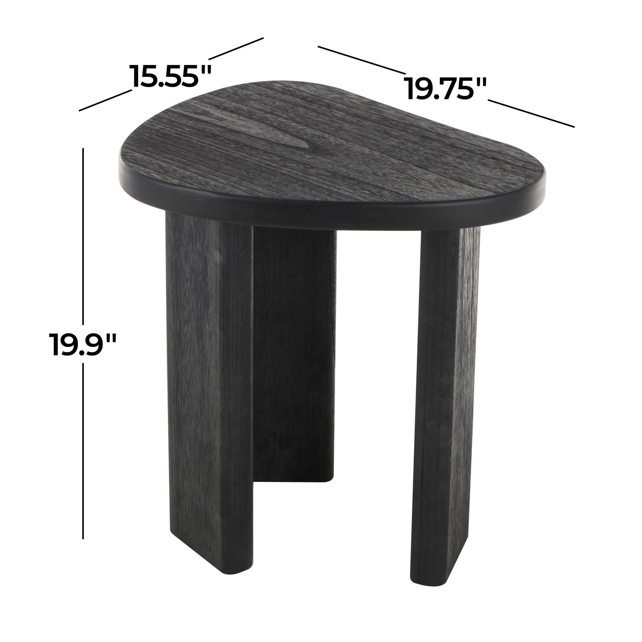 DecMode 20" x 20" Black Wood Handmade Heart Inspired Accent Table, 1-Piece
