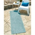 thumbnail image 2 of Unique Loom Outdoor Solid Collection Area Rug (2' x 8' Runner Aquamarine/Ivory), 2 of 11