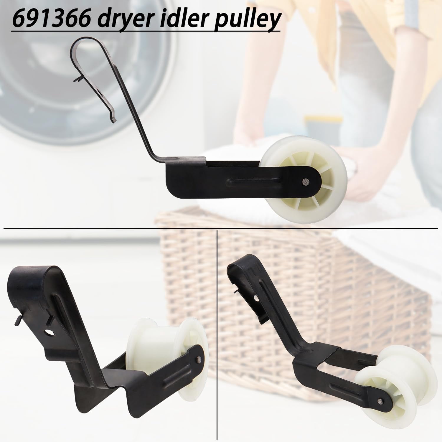 4392065 Dryer Repair Kit Replace Compatible with Whirl-pool WED5840SW0 WED6150PW0 WED7300DW2 WED5830SW0 WED5840SG0 WED5600ST0 WED5700VH0  349241T Drum Roller Kit 691366 Idler Pulley 341241 Dryer Belt