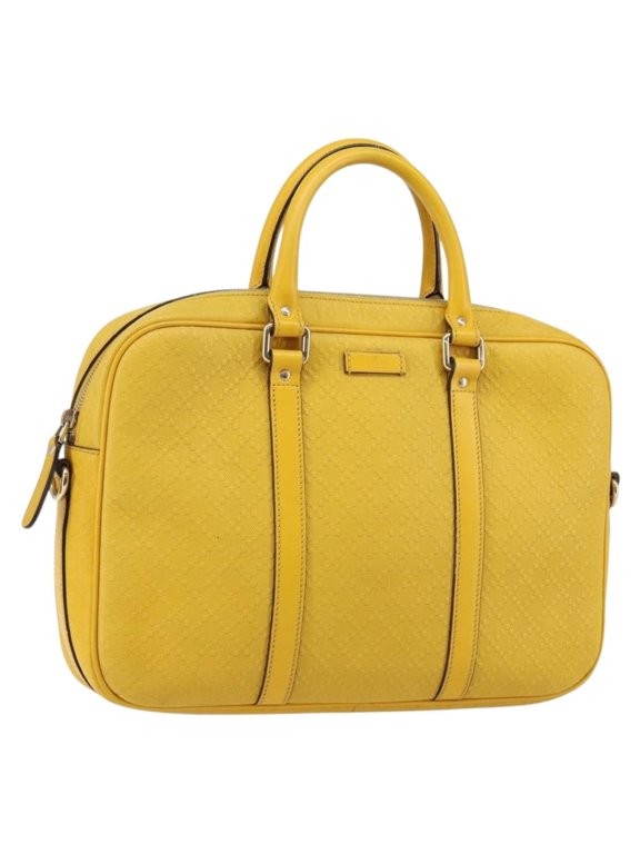 Pre-Owned Gucci Bright Convertible Diamante Leather Yellow Leather Briefcase Bag