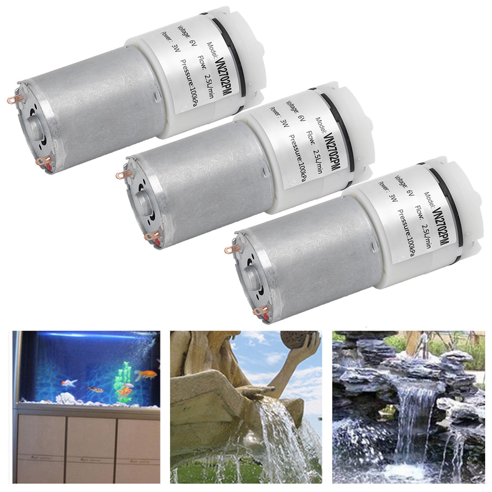 Pack De 3 Microbombas De Diafragma 6V - Silenciosas, Para Peceras, Fuentes O Equipos