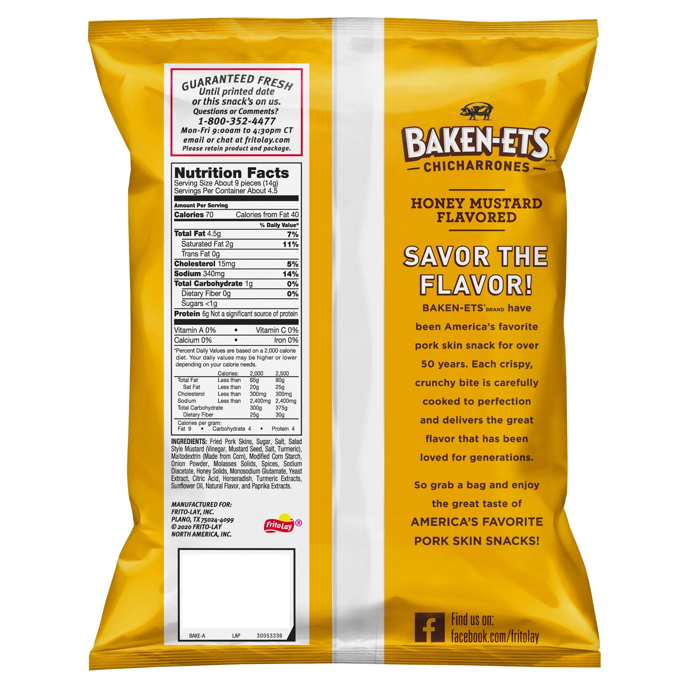 Baken-Ets Honey Mustard Chicharrones Flavored Fried Pork Skins, 2 1/8 oz