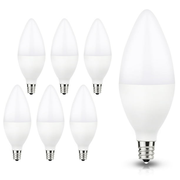 6W LED E12 Candelabra Light Bulbs, 6 Watts (60W Equivalent), Daylight White 5000K, Chandelier Bulbs for Lamp, Chandelier, Ceiling Fan, Kitchen, 6 Pack - Walmart.com