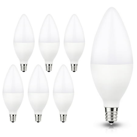 

E12 LED Candelabra Light Bulbs 6W(60W Equivalent) 550LM 5000K Daylight White for Chandelier Living Room 6 Pack