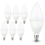 YANSUN 6W LED E12 Candelabra Light Bulbs, 6 Watts (60W Equivalent), Daylight White 5000K, Chandelier Bulbs for Table Lamp, Chandelier, Ceiling Fan, Kitchen, 6 Pack