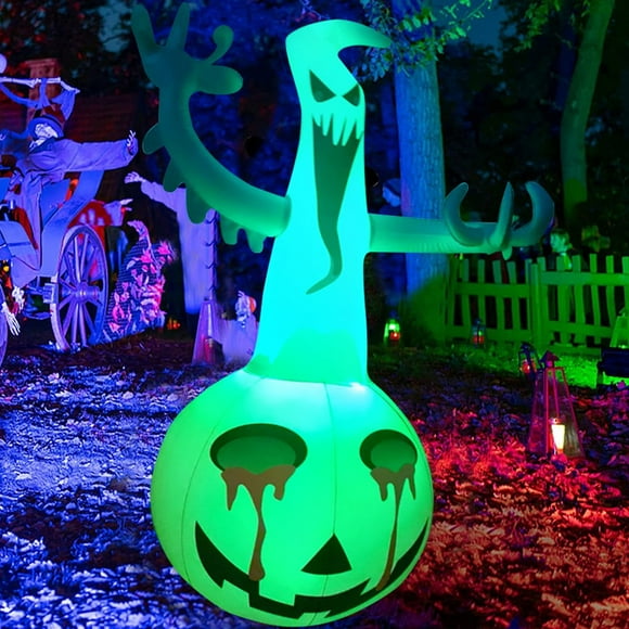 Halloween Inflatable Ghost  Inflatable Ghost Pumpkin Halloween Inflatables Blow up Pumpkin with Super Bright LED Lights for Home Yard Garden Lawn Party Holiday Decor Indoor