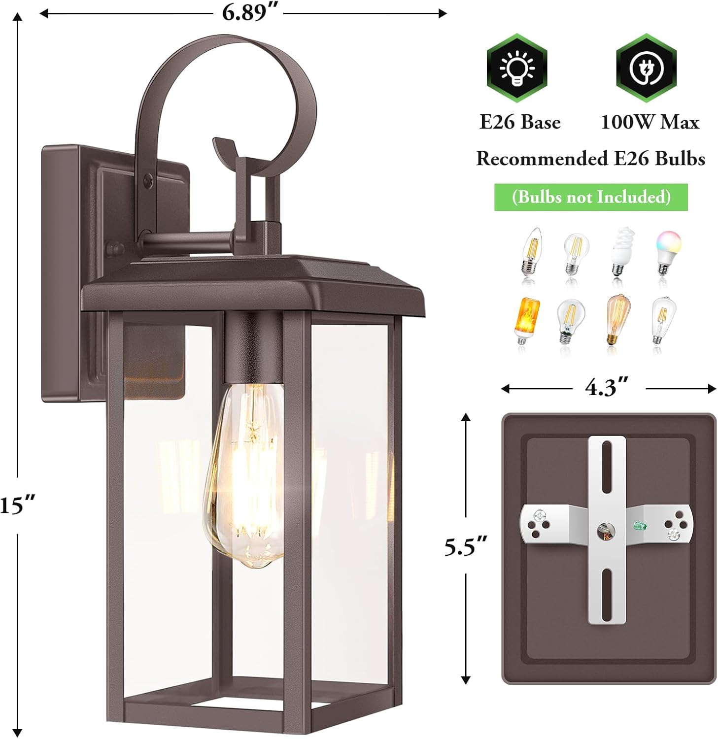 Outdoor Wall Light Fixtures, Exterior Lighting Fixtures Wall Mount, Waterproof Porch Lights Outdoor Wall Sconces Lanterns, Modern Outside Lights for House Front Door Garage