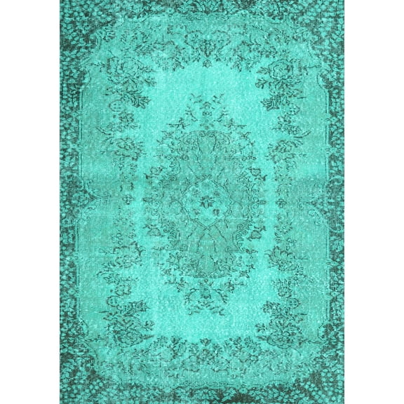 Ahgly Company Indoor Rectangle Persian Turquoise Blue Traditional Area Rugs, 5' x 7'