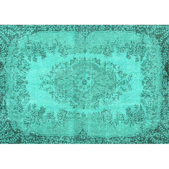 Ahgly Company Indoor Rectangle Persian Turquoise Blue Traditional Area Rugs, 8' x 10'