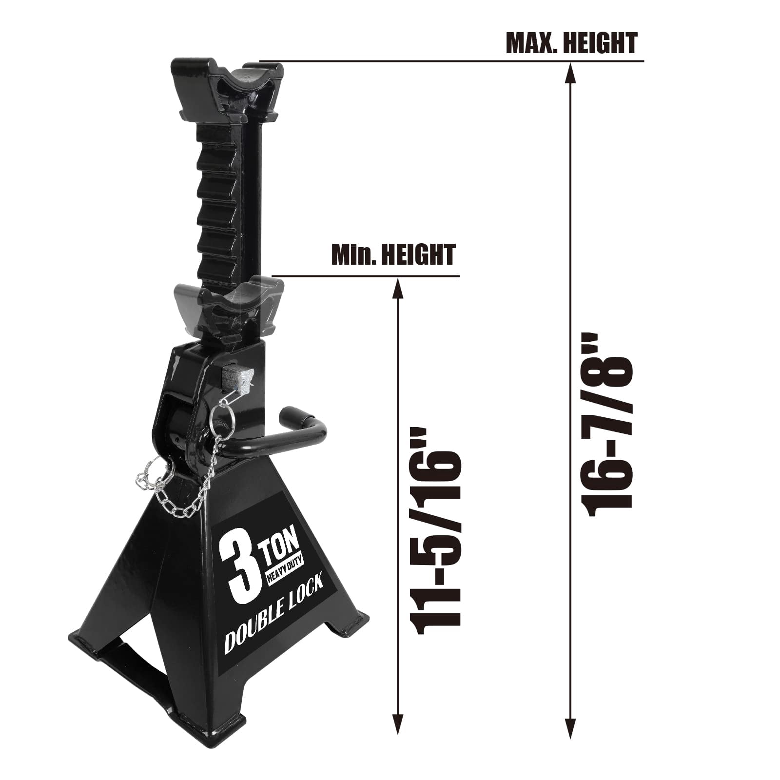 BLACK JACK Steel Heavy Duty Jack Stands: Double Locking Pins, 3 Ton (6,000 lb) Capacity, Black, 1 Pair