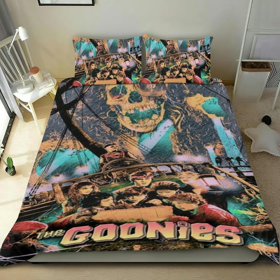 The Goonies Themed Bed Sheet Set Three Piece Set 53x79 In ches Comfortable And Skin Friendly Unique Design Creating A Star Studded Night Home Decor Gifts For Family Friends fans