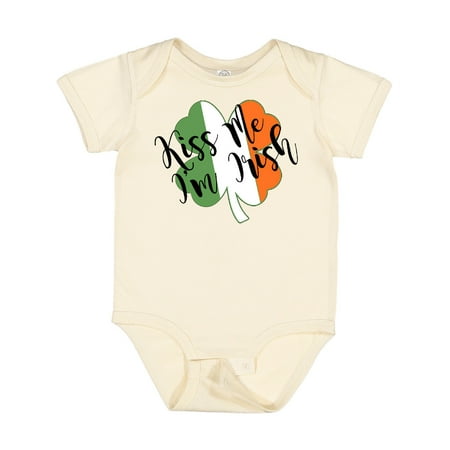 

Inktastic Kiss Me I m Irish Clover and Irish Flag Gift Baby Boy or Baby Girl Bodysuit