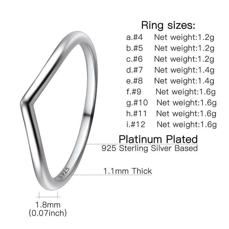 Suplight 925 Sterling Silver Wishbone Ring Dainty V Shaped Wedding