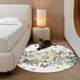 thumbnail image 2 of Round Rugs 3.3 Ft, Spring Daisy Leaves Non Slip Area Rugs for Kitchen Bedroom Entryway, Farmhouse Watercolor Flowers Butterfly Washable Carpet Runner Rug Floor Mats for Bedroom Home Decor, 2 of 8