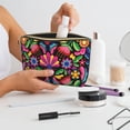 thumbnail image 6 of Picia Colorful Floral Embroidery Mexican Printed Leather Travel Toiletry Bag,Cosmetic Organizer, Makeup Travel Bag, Durable Travel Pouch, Compact Toiletry Bag, Travel Accessories, 6 of 6