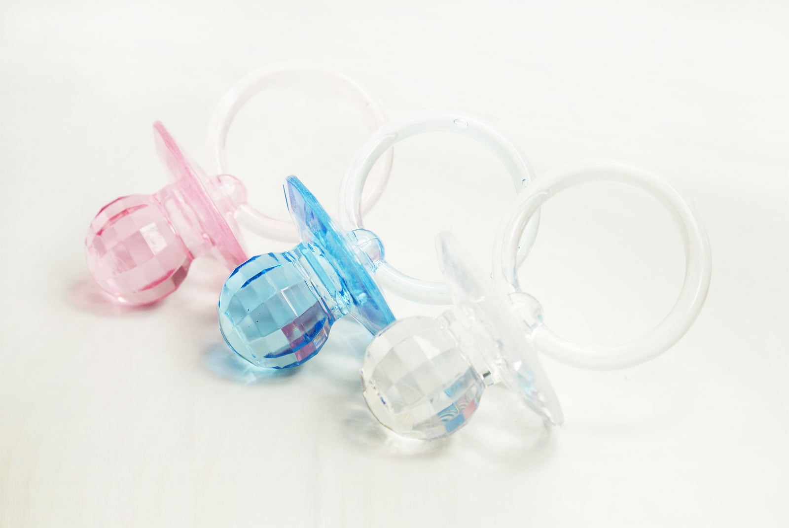 5/8" Mini Clear Pacifiers Baby Shower Game Party Decoration Favors 144pcs (Blue)