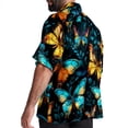 thumbnail image 3 of Flower Butterfly Men's Short Sleeve Spread Collar Hawaiian Shirts, Casual Printed Button Down Summer Beach Tops, Unisex Men's Shirts, 3 of 6