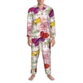 thumbnail image 4 of Kll Butterflies And Vintage Sleepwear Mens Flannel Pajamas,Long Cotton Pj Set, 4 of 9