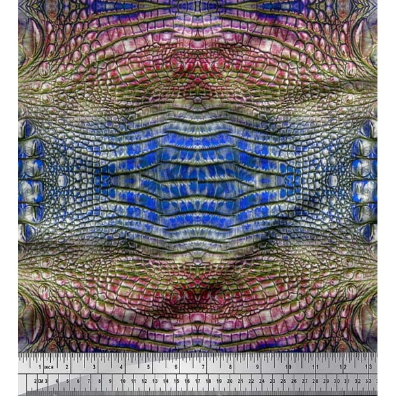 Soimoi Cotton Duck Fabric Snake Animal Skin Printed Craft Fabric by The Yard 42 Inch Wide