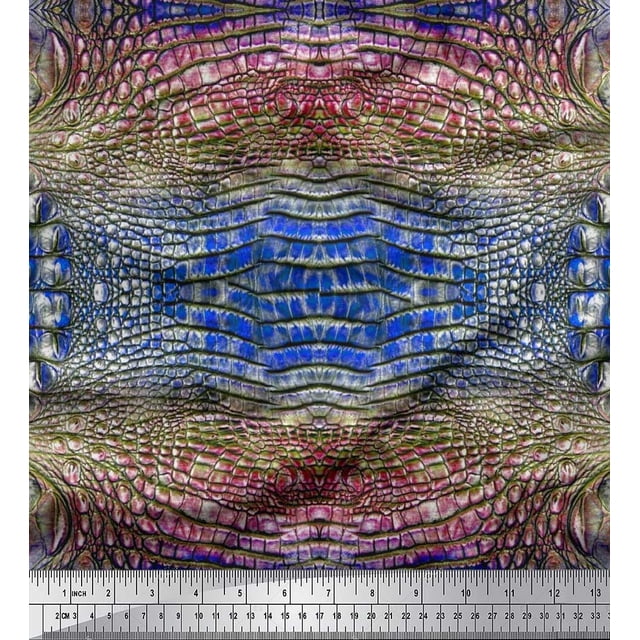 Soimoi Poly Georgette Fabric Snake Animal Skin Print Fabric by The Yard 42 Inch Wide
