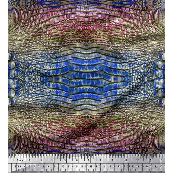 Soimoi Poly Georgette Fabric Snake Animal Skin Print Fabric by The Yard 42 Inch Wide