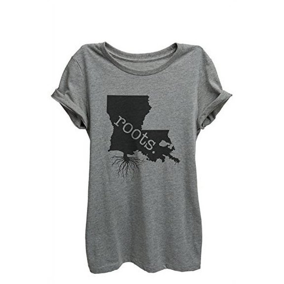 Home Roots State Louisiana Womens Relaxed T-Shirt Tee Heather Grey - 2XL