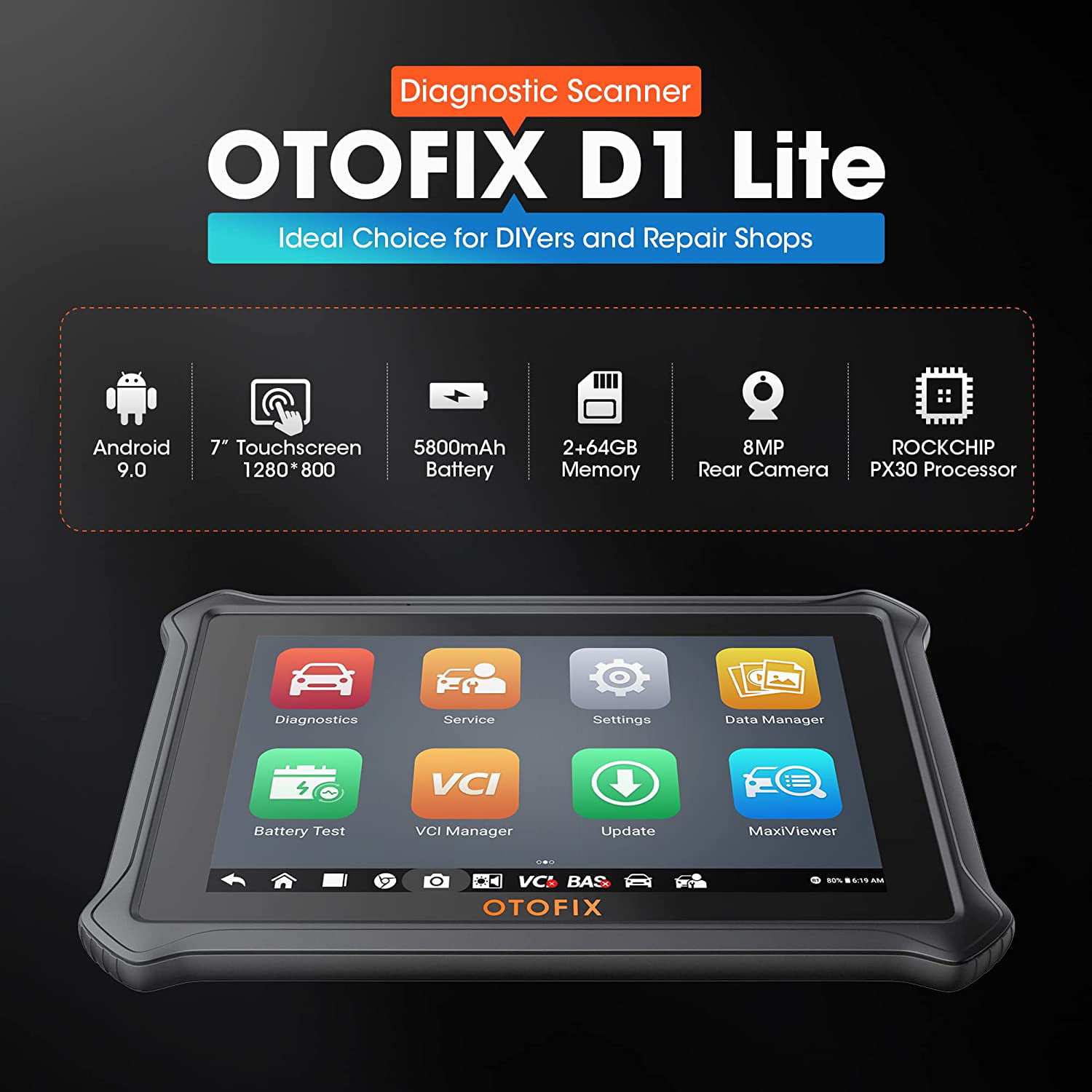 OTOFIX D1 Lite OBD2 Scanner Car Diagnostics Scan Tool Bi-Directional  Control, All System Diagnostics, 38+ Functions Auto VIN, FCA SGW 2 Year Free  Update 