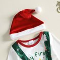 thumbnail image 6 of Cjfdfy Newborn Baby Boy Christmas Outfit Red Truck Tree Print Long Sleeve Romper And Print Overalls And Santa Hat 3Pcs Infant Cute My First Christmas Fall Winter Clothes 0-18M, 6 of 9