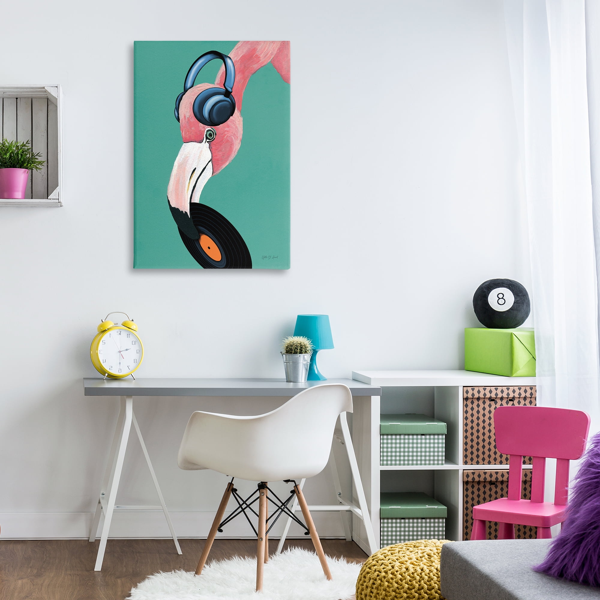 Stupell Industries Fun Musical Flamingo Animals & Insects Painting Gallery Wrapped Canvas Art Print Wall Art, 24 x 36