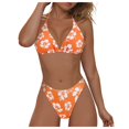thumbnail image 3 of Wamejoo Women Two Piece Swimsuit Bathing Suits Floral Tropical High Waisted Beachwear Board Shorts Halter Tops (Yellow, S), 3 of 9