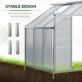 thumbnail image 5 of Outsunny 6' x 4' Aluminum Lean-to Greenhouse Polycarbonate Walk-in Garden Greenhouse with Adjustable Roof Vent, Rain Gutter and Sliding Door for Winter, Clear, 5 of 9