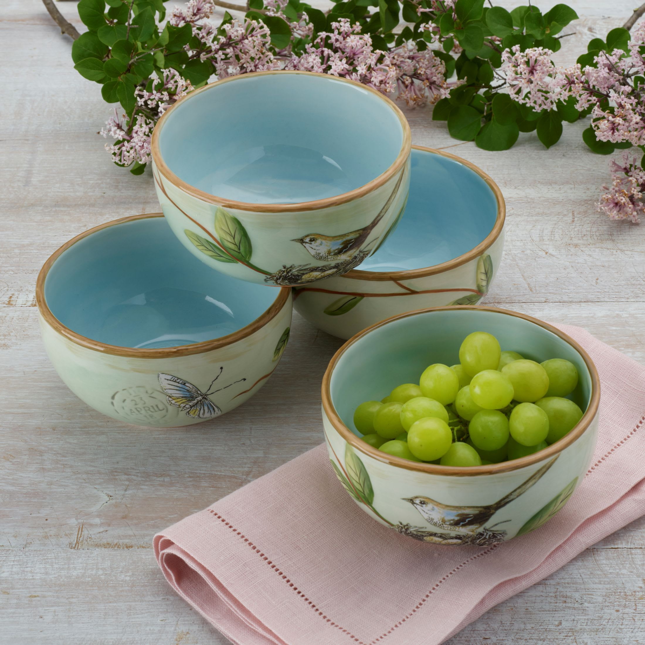 Fitz and Floyd Toulouse 19 oz Green Earthenware Small Tableware Bowls (4 Count)