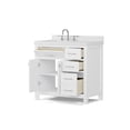 thumbnail image 4 of Caroline Parkway 36" Single Bath Vanity in White with White Quartz Top and Square Sink, 4 of 7