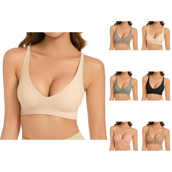 Wireless Push Up Bras for Women Seamless No Underwire Back Fat Support Comfort Soft Bralettes Everyday Bra