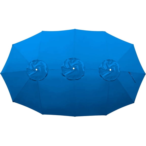 WJSP 12 Ribs Umbrella Cover Canopy Replacement for 15' Double-Sided Patio Umbrella, Frame NOT Included(Blue)