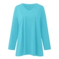 thumbnail image 4 of Breezora Tunique à Col Rond Surdimensionnée pour Femmes, Chemise à Manches Longues Rayée, Blouse Douce et Ample, Tenue Décontractée Décontractée, Confort Quotidien 2026, Taille P, Bleu, 4 of 5