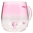 thumbnail image 1 of Taza de café con degradado romántico: Taza de té de vidrio transparente con diseño de corazón en 3D - Taza única para desear un deseo en San Valentín a parejas - Cristalería decorativa, 1 of 8