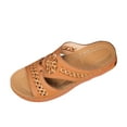 thumbnail image 3 of Sentmoon Women's Slippers Women’s Slippers Women's Spring and Summer Fashionable Casual Versatile Solid Color Open Toe Trendy One-Strap Slippers Wedge Heels Shoes, 3 of 8