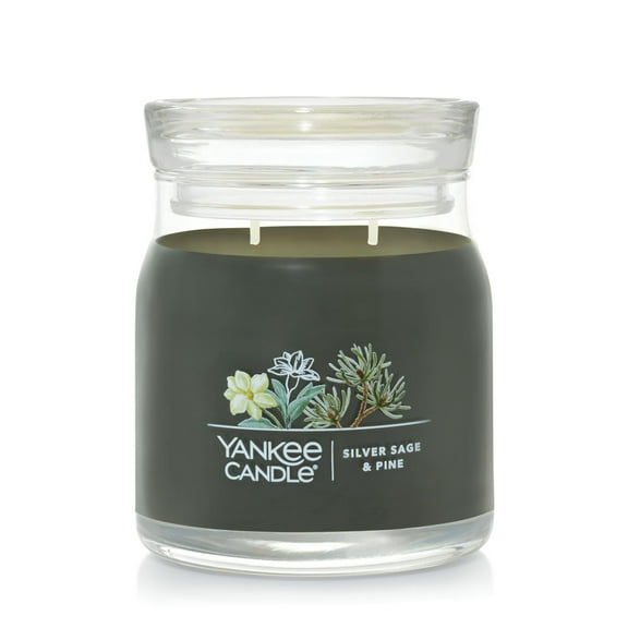 Yankee Candle Signature Medium 2-Wick Candle, Silver Sage & Pine, 13 oz