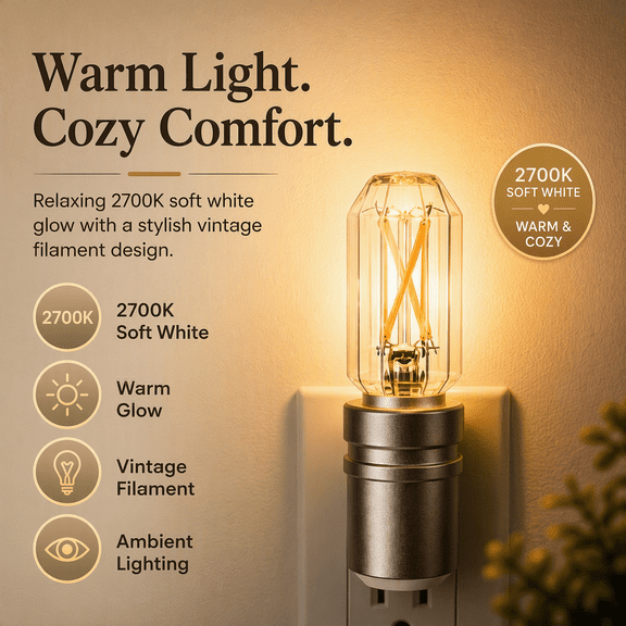 Better Homes & Gardens LED Satin Nickle Night Light, 0.5 Watts Soft White DTD Night Light, Plug in, Non Dimmable, 1 Pack
