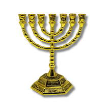 3 Arches USA Jerusalem Temple 7-Branch Menorah, 12 Tribes  Candle Holder (Gold)