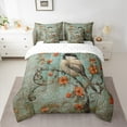 thumbnail image 2 of jejeloiu Country Bird Flower Bedding Comforter Set 7-Piece,Rustic Farmhouse King Bedding Sets,Orange Teal Bed Sheets For Child,Luxury Bedroom Decor Reversible, 2 of 8