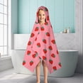 thumbnail image 6 of Red Strawberry Plants Fruit Pink Pattern Hooded Bath Towel，50"x30" for Ages 3 To 12 Kids, Quick Dry Lightweight Soft Microfiber Hood Beach Towel Cover Up for Kids, 6 of 7