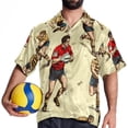 thumbnail image 4 of Football Men's Short Sleeve Printed Poplin Beach Shirts with Spread Collar - Casual Button Down Summer Tops for Unisex, 4 of 6