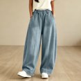 thumbnail image 6 of Women's Fashion Casual High Waist Wide Leg Jeans Loose Fit Simple Style Denim Long Pants Streetwear with Pockets Blue XL(XL), 6 of 7