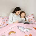 thumbnail image 5 of Castle Fairy Cute Unicorn Twin Comforter Sets,Cartoon Rainbow Animal Bedding Set, 5 of 8