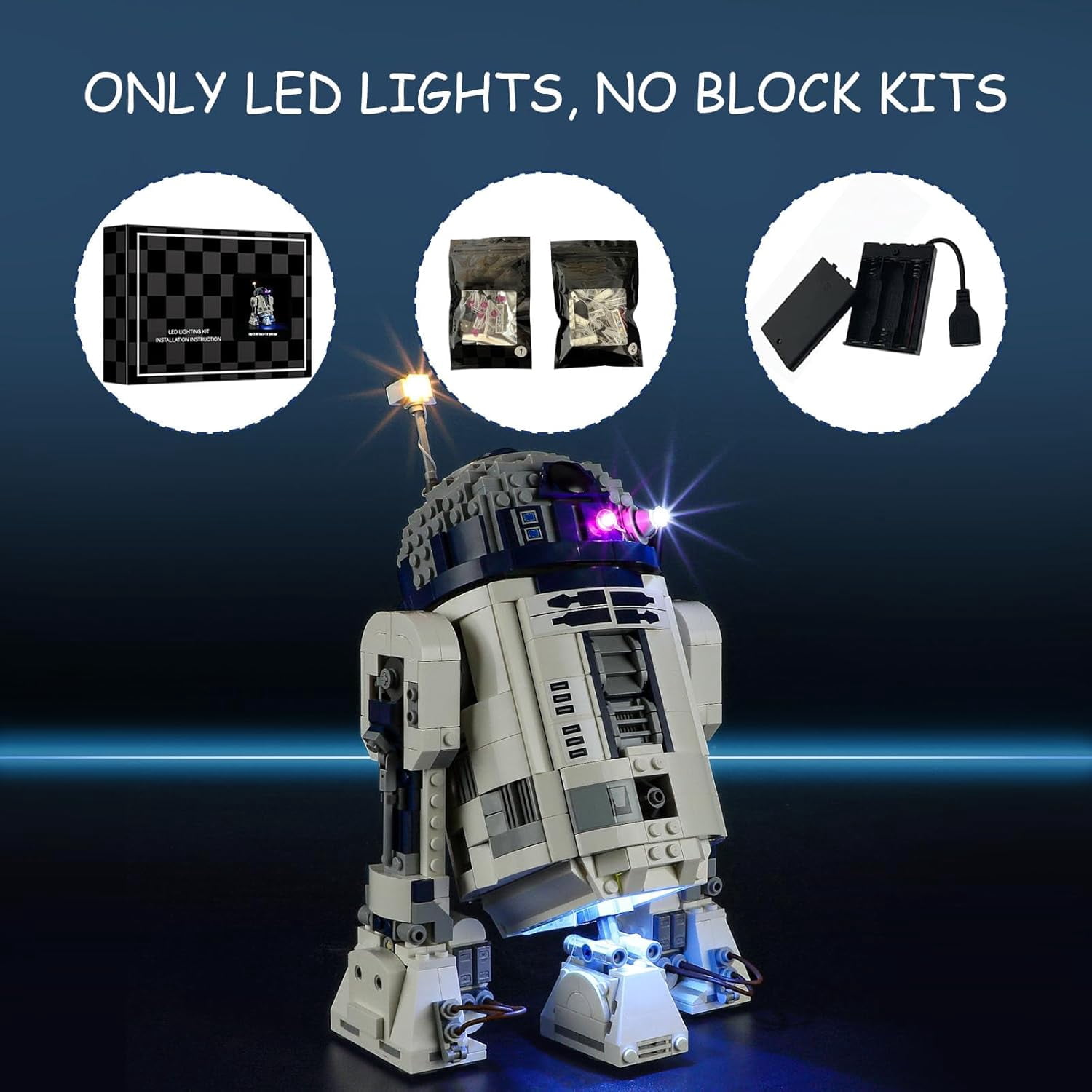 LED Light Kit for Lego 75379 R2-D2 Building Set, Compatible with Lego 75379 Building Blocks Model(Not Include Blocks Set)