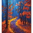 thumbnail image 3 of Country Duvet Cover Set, Dark and Deep in the Forest in Fall Autumn Season Calm Nature Art Paint, Decorative 3 Piece Bedding Set with 2 Pillow Shams, Queen Size, Orange Navy, by Ambesonne, 3 of 3